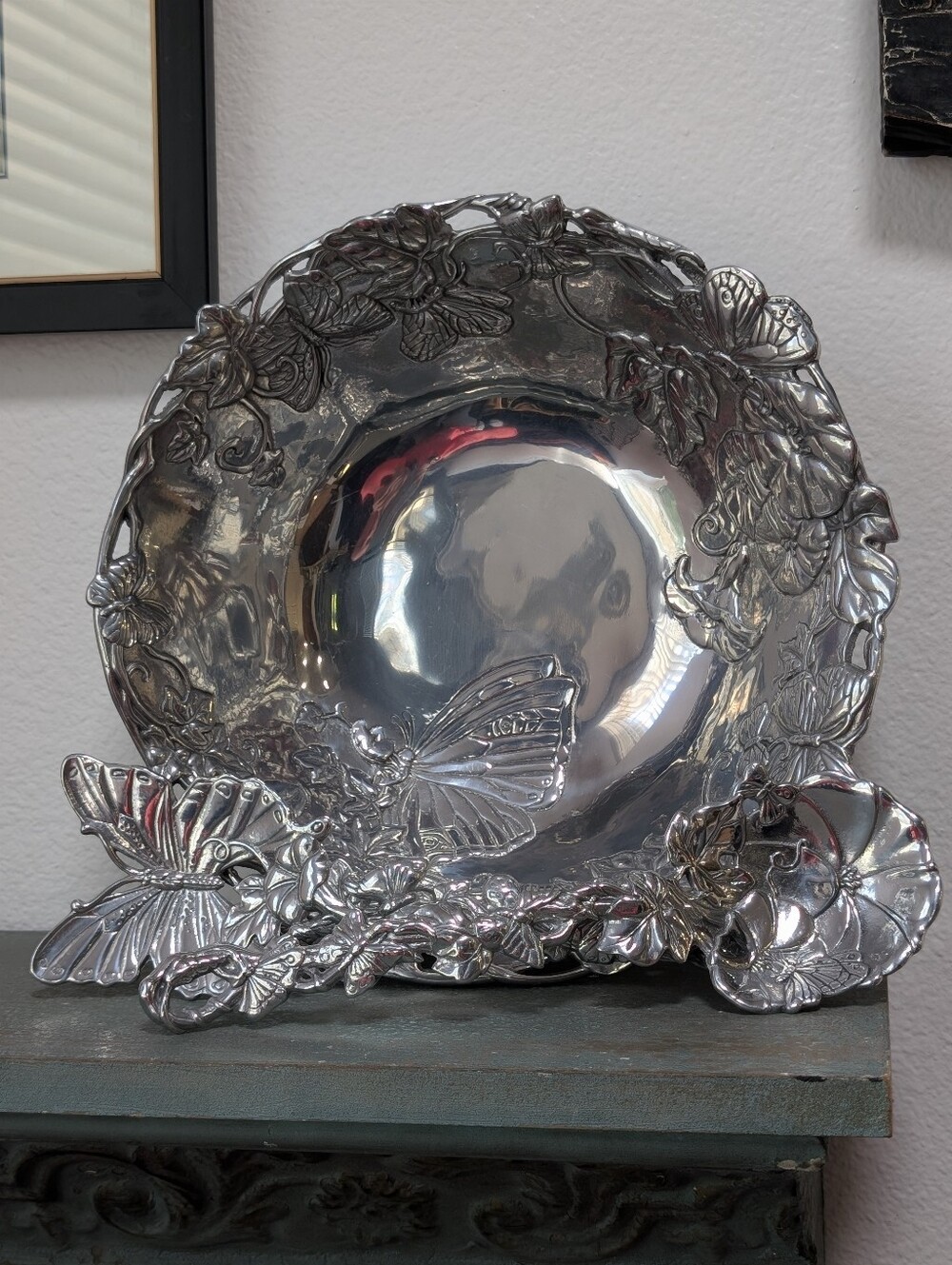 Vintage Arthur Court 3-piece Butterfly Salad/Serving Bowl & Serving Set Aluminum
